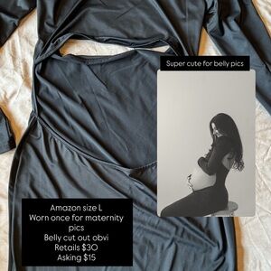 Black Maternity Dress with Belly Cutout